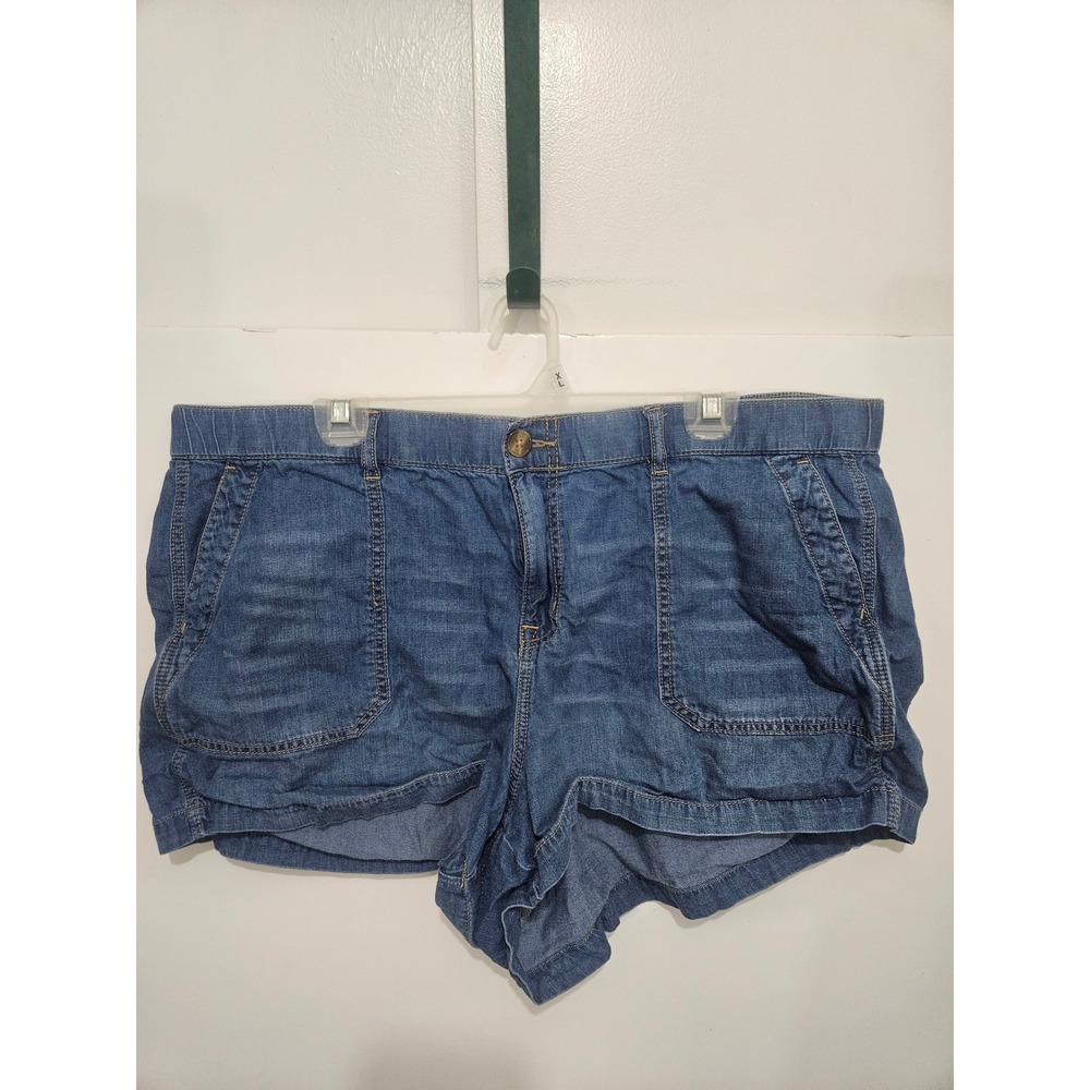 Torrid Denim Shorts Womens 20 Blue Medium Wash Elastic Back Cotton Feel The Fit